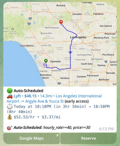 Auto-scheduled ride notification