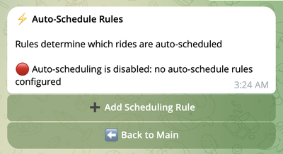 Auto-Schedule Rules main menu Auto-Schedule Rules main menu showing no rules