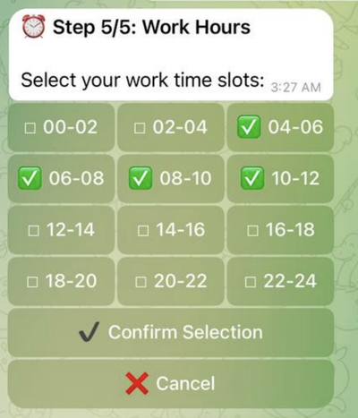 Step 5/5: Work Hours